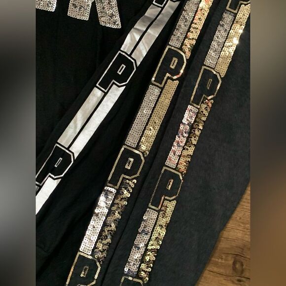 PINK VS BLING TSHIRT / SEQUIN JOGGER LEGGINGS P OUTFIT - Picture 7 of 12